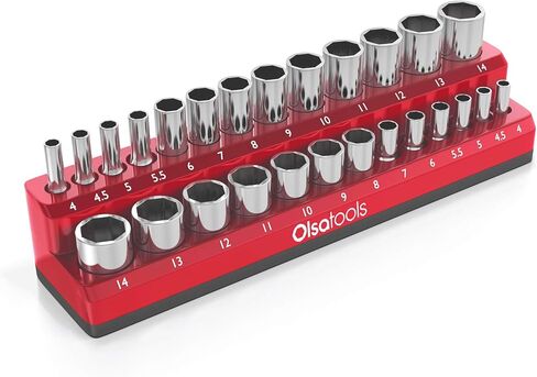Olsa Tools Magnetic Socket Holder | 1/2-inch Drive | Metric | Purple | Holds 19 Sockets | Professional Quality Tools Organizer in Kuwait