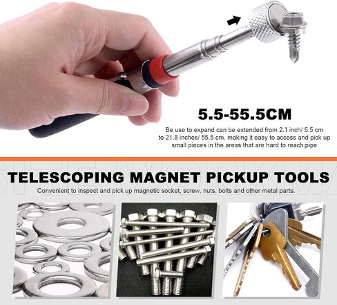 Tanstic 4Pcs Round Magnetic Trays Set with Magnetic Pick Up Tool, 3" 4" 6" Stainless Steel Magnet Trays Tools Parts Tray Holder, Telescoping Pick Up Tool Telescopic Magnet Stick for Metal Parts in Saudi Arabia