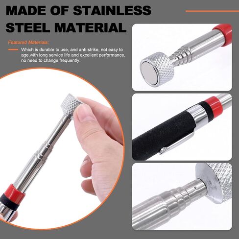 Tanstic 4Pcs Round Magnetic Trays Set with Magnetic Pick Up Tool, 3" 4" 6" Stainless Steel Magnet Trays Tools Parts Tray Holder, Telescoping Pick Up Tool Telescopic Magnet Stick for Metal Parts in Saudi Arabia