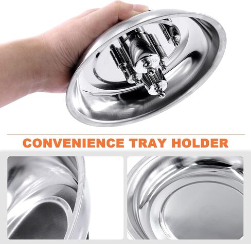 Tanstic 4Pcs Round Magnetic Trays Set with Magnetic Pick Up Tool, 3" 4" 6" Stainless Steel Magnet Trays Tools Parts Tray Holder, Telescoping Pick Up Tool Telescopic Magnet Stick for Metal Parts in Saudi Arabia