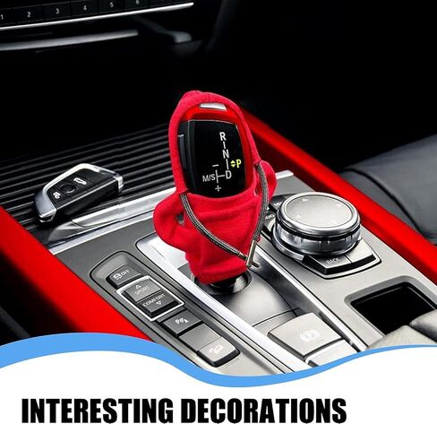 لوبو قطعتان من غطاء ناقل الحركة في السيارة، غطاء ناقل الحركة، غطاء هودي لمقبض ناقل الحركة، سترة مضحكة، اكسسوارات مبتكرة للسيارات (احمر + ازرق) in Kuwait