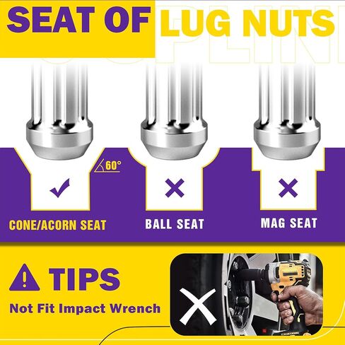 M14x1.5 سبايك العروة المكسرات 24 قطعة، الكروم مسننة العروة الجوز مع مفتاح المفتاح لشيفي سيلفرادو 1500 جي إم سي سييرا يوكون تاهو فورد F150، 14 مم × 1.5 الجوزة المعادن الصلبة شاحنة العروة الجوز عجلة الملحقات in Kuwait
