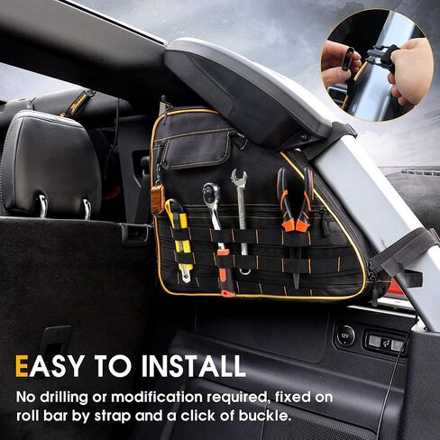 BESTAOO Roll Bar Storage Bag Cargo Cage for Ford Bronco 2021 2022 2023 2024 4 Door Accessories with Multi-Pockets Organizers & Cargo Bag Saddlebag Tool Kit in Kuwait