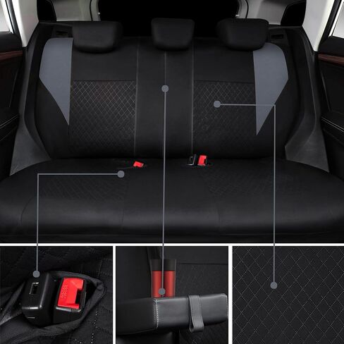CAR PASS Ultrasonic Embossing Cloth Universal Seat Covers,Cute Breathable Car Seat Cover with 5mm Composite Sponge Inside,Airbag Compatible,2zipper Bench for Sedan,SUV,Truck(Beige,Full Set) in Kuwait