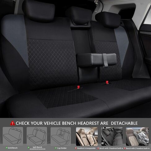 CAR PASS Ultrasonic Embossing Cloth Universal Seat Covers,Cute Breathable Car Seat Cover with 5mm Composite Sponge Inside,Airbag Compatible,2zipper Bench for Sedan,SUV,Truck(Beige,Full Set) in Kuwait
