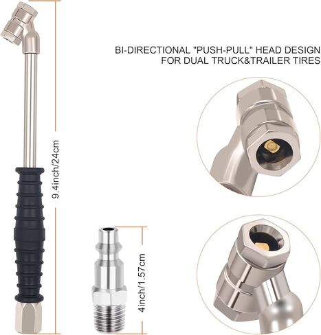 SAFELIFE Dual Foot Air Chuck with Comfort Grip Handle, Tire & Wheel Tools, Semi Tire Inflator, Tire Inflator Chuck Tilt Lock, Long Tire Chuck Push Pull Air Inflator Wheel Chuck in Saudi Arabia