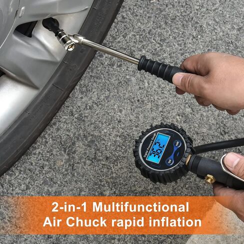 SAFELIFE Dual Foot Air Chuck with Comfort Grip Handle, Tire & Wheel Tools, Semi Tire Inflator, Tire Inflator Chuck Tilt Lock, Long Tire Chuck Push Pull Air Inflator Wheel Chuck in Saudi Arabia