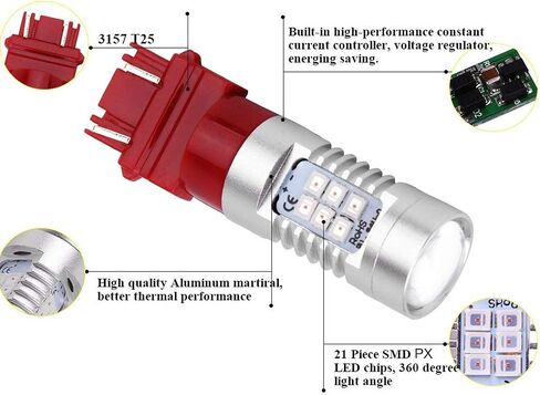 JDM ASTAR Extremely Bright PX Chips 3057 3157 4057 4157 Red Brake LED Bulb in Saudi Arabia
