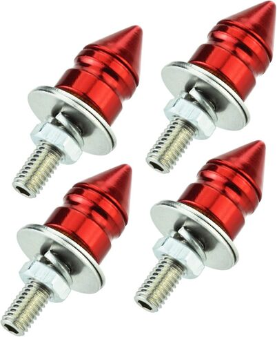 Abfer Spike License Plate Fasteners Bolt 4Pcs Anti Theft License Plate Screw Frame Kit Fit for Most Vehicle Motorcycles Trucks, red in Kuwait