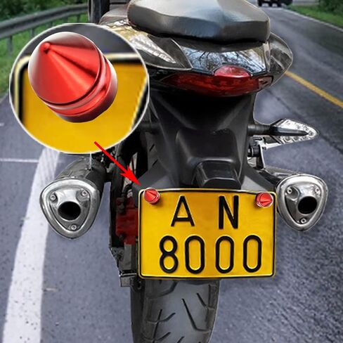 Abfer Spike License Plate Fasteners Bolt 4Pcs Anti Theft License Plate Screw Frame Kit Fit for Most Vehicle Motorcycles Trucks, red in Kuwait