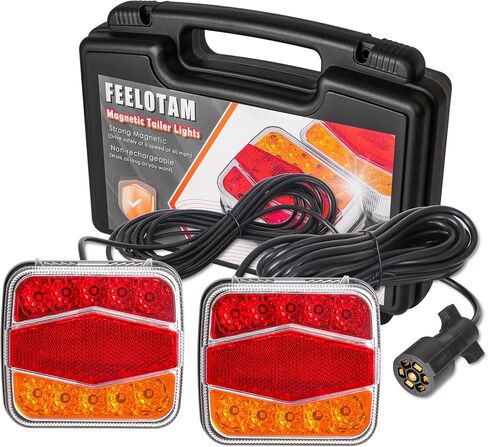FEELOTAM Magnetic LED Trailer Towing Light Kit 24ft Cable with 7 Pin Plug Board Tail Brake Stop Indicator License Plate Light Lamp for Trucks Trailers RVs SUVs in Saudi Arabia