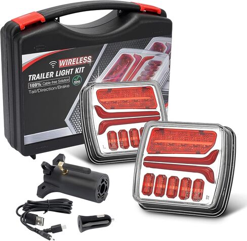 مجموعة أضواء المقطورة المغناطيسية اللاسلكية من كافوبار، ضوء سحب قابل لإعادة الشحن مع جهاز إرسال 7 إلى 4 اتجاهات للشاحنات والمقطورات وRVs وسيارات الدفع الرباعي والتخييم قطعتين in Kuwait