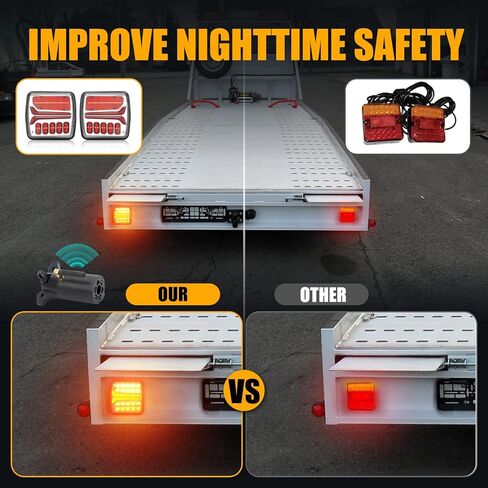 مجموعة أضواء المقطورة المغناطيسية اللاسلكية من كافوبار، ضوء سحب قابل لإعادة الشحن مع جهاز إرسال 7 إلى 4 اتجاهات للشاحنات والمقطورات وRVs وسيارات الدفع الرباعي والتخييم قطعتين in Kuwait