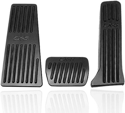 BOYUER 3PCS Anti-Slip No Drilling Aluminum Rest Brake Gas Accelerator Pedal Covers Foot Pedal Pads Kit For Mazda CX-5 2013-2023 (Sliver) in Kuwait
