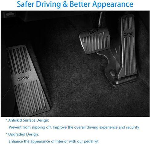 BOYUER 3PCS Anti-Slip No Drilling Aluminum Rest Brake Gas Accelerator Pedal Covers Foot Pedal Pads Kit For Mazda CX-5 2013-2023 (Sliver) in Kuwait