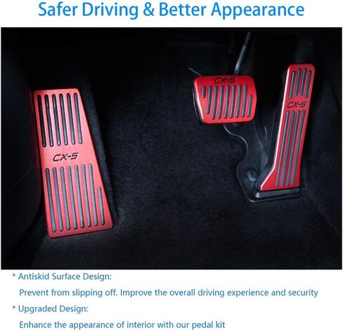 BOYUER 3PCS Anti-Slip No Drilling Aluminum Rest Brake Gas Accelerator Pedal Covers Foot Pedal Pads Kit For Mazda CX-5 2013-2023 (Sliver) in Kuwait