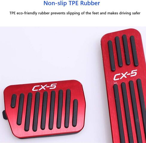 BOYUER 3PCS Anti-Slip No Drilling Aluminum Rest Brake Gas Accelerator Pedal Covers Foot Pedal Pads Kit For Mazda CX-5 2013-2023 (Sliver) in Kuwait
