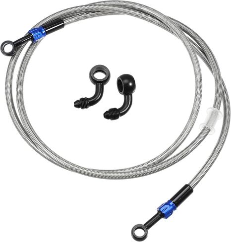 X AUTOHAUX Brake Hose AN3 28 90 Degree M10 Motorcycle Hydraulic Brake Line Oil Hose Pipe Fitting for ATV Motorcycle Motocross Racing Bike 170cm Silver Tone 1Set in Saudi Arabia