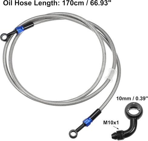 X AUTOHAUX Brake Hose AN3 28 90 Degree M10 Motorcycle Hydraulic Brake Line Oil Hose Pipe Fitting for ATV Motorcycle Motocross Racing Bike 170cm Silver Tone 1Set in Saudi Arabia