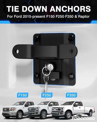 Forccord مناسب لمثبتات الربط Ford F150 F250 F350 & Raptor 2022 2021-2015 لربط سرير الشاحنة، استبدال ملحقات السيارة # FL3Z-99000A64-B FL3Z-9928408-AB ربطات سرير للشاحنة - 4 عبوات in Kuwait