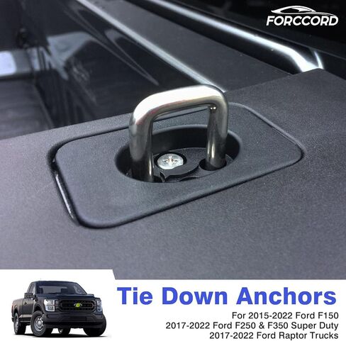 Forccord مناسب لمثبتات الربط Ford F150 F250 F350 & Raptor 2022 2021-2015 لربط سرير الشاحنة، استبدال ملحقات السيارة # FL3Z-99000A64-B FL3Z-9928408-AB ربطات سرير للشاحنة - 4 عبوات in Kuwait