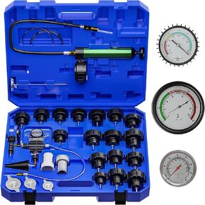 Endxedo 28PCS Universal Radiator Pressure Tester Vacuum Type Cooling System Tool Kit with Pressure Tester Kit Coolant Refill Tool Kit with Red Carry Case in Saudi Arabia