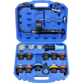 Radiator Pressure Tester Kit, 18PCS Automotive Water Tank Manual Pump Pressure Test Tool and Adapters Work on Cooling System Leak Down Detection for Cars Motorcycles Trucks Airlifts, Black in Saudi Arabia