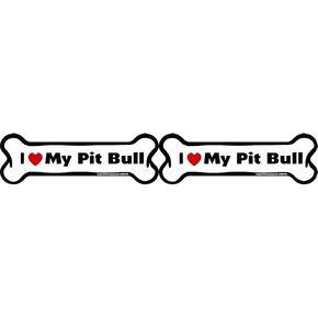 تخيل مغناطيس السيارة على شكل عظمة، I Love My Pit Bull، 5.08 سم × 17.78 سم (عبوة من قطعتين)