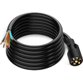 MICTUNING Heavy Duty 7 Way Plug Inline Trailer Cord with Double Prongs Connector - 8 Feet, Weatherproof in Saudi Arabia