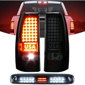 مصباح خلفي LED من Gubebaili + طقم ضوء الفرامل الثالث لـ 1999-2002 Chevy Silverado 1500 2500 HD، 1999-2003 GMC Sierra 1500 2500 HD Fleetside، مجموعة الضوء الخلفي لمصباح الفرامل الخلفي، عدسات دخان