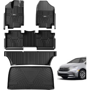 3W Floor Mats and Cargo Liner Compatible for Honda Odyssey 2018-2023 TPE All Weather Custom Fit Floor Liner and Cargo Mats 1st 2nd and 3rd Rows Car Mats and Trunk Liner Black in Saudi Arabia