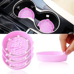 Car Cup Coaster Universal Vehicle Spill Holder Automotive Interior Accessory with Bling Rhinestone Black 2 Pack in Kuwait