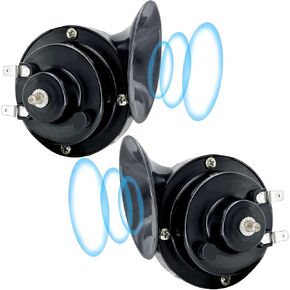 بوق قطار عالي للغاية 300 ديسيبل، زوج واحد مقاوم للماء 12 فولت صوت هائج مزدوج البوق للسيارة والدراجات النارية والشاحنات والدراجة والقارب (اسود) in Kuwait