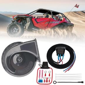 FARBIN ATV Horn Kit with Rocker Switch Led Light and Harness, Compatible with ATV, UTV, RZR, Side by Side, Dune Buggy, Sportsman, Sand Rail, Commander, Kawasaki Teryx, Yamaha Rhino etc.