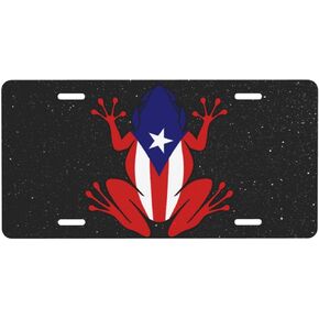 Puerto Rico Rana Falg Frog Aluminum License Plate Decorative Metal Car Front License Plate with 4 Holes Car Tag 6x12inch