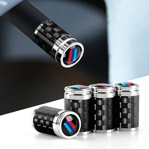 4PCS Car Wheel Tire Valve Stem Caps Carbon Fiber Valve Covers Compatible with BMW 1 2 3 4 5 6 7 Series X1 X2 X3 X4 X5 X6 X7 Accessories