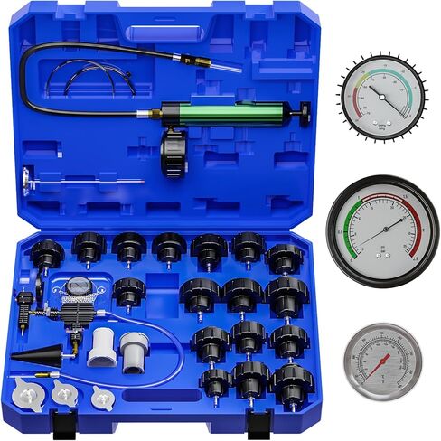 Endxedo 28PCS Universal Radiator Pressure Tester Vacuum Type Cooling System Tool Kit with Pressure Tester Kit Coolant Refill Tool Kit with Red Carry Case in Saudi Arabia