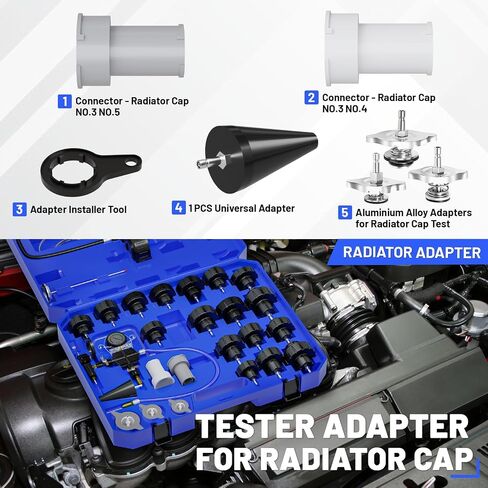 Endxedo 28PCS Universal Radiator Pressure Tester Vacuum Type Cooling System Tool Kit with Pressure Tester Kit Coolant Refill Tool Kit with Red Carry Case in Saudi Arabia