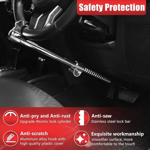 كيهنتوب قفل فرامل لعجلة قيادة السيارة مضاد للسرقة بخطاف مزدوج قابل للسحب يناسب معظم المركبات، امن سيارات الدفع الرباعي in Kuwait