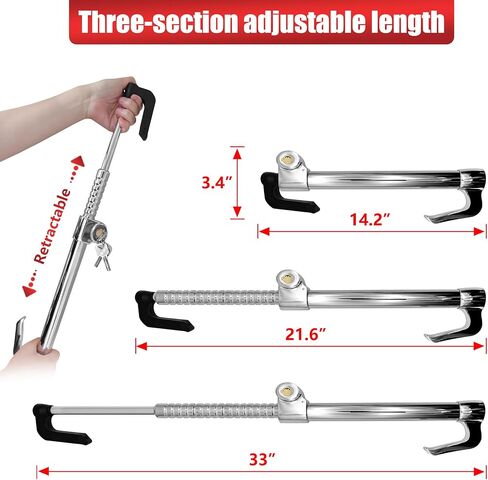 كيهنتوب قفل فرامل لعجلة قيادة السيارة مضاد للسرقة بخطاف مزدوج قابل للسحب يناسب معظم المركبات، امن سيارات الدفع الرباعي in Kuwait