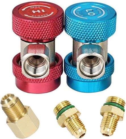 Adjustable R134a Quick Coupler High Low Conversion Adapter Fittings + R134a Refrigerant Tank Adapter Kit for AC Air conditioning Refrigerant R134a HVAC Air Condition Gauge Manifold Hose Connector in Saudi Arabia