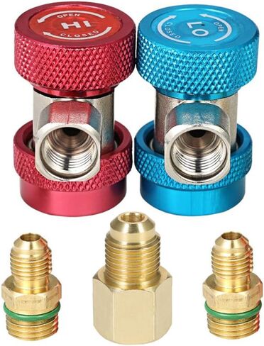 Adjustable R134a Quick Coupler High Low Conversion Adapter Fittings + R134a Refrigerant Tank Adapter Kit for AC Air conditioning Refrigerant R134a HVAC Air Condition Gauge Manifold Hose Connector in Saudi Arabia