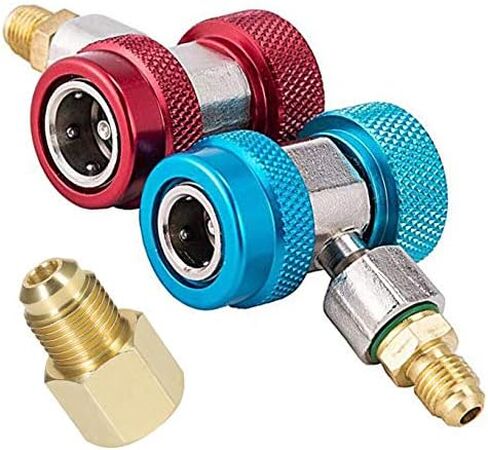 Adjustable R134a Quick Coupler High Low Conversion Adapter Fittings + R134a Refrigerant Tank Adapter Kit for AC Air conditioning Refrigerant R134a HVAC Air Condition Gauge Manifold Hose Connector in Saudi Arabia