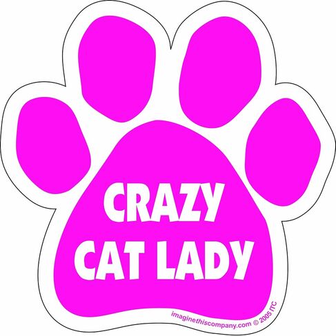 Car Magnet- Paw- Crazy Cat Lady- Pink- 5.5" x 5.5" in Saudi Arabia