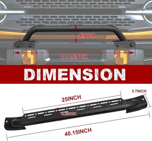 YESHMA Mini Bull Bar Compatible with Ford Bronco 2021 2022 2003 2&4-Door Front Capable Bumper Bar Off Road Grille Brush Guard with Light Bracket Black in Saudi Arabia