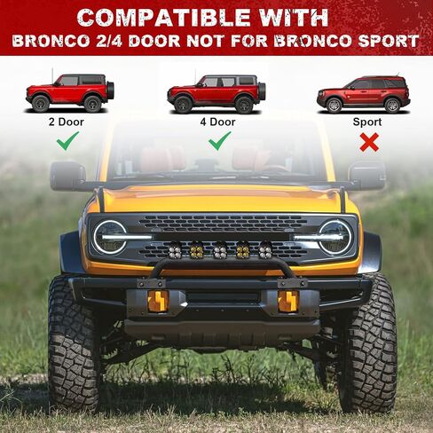 YESHMA Mini Bull Bar Compatible with Ford Bronco 2021 2022 2003 2&4-Door Front Capable Bumper Bar Off Road Grille Brush Guard with Light Bracket Black in Saudi Arabia