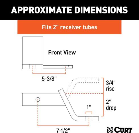 Curt Manufacturing 45820 Anti Sway Trailer Hitch Ball Mount,Fits 2-Inch Receiver,7,500 lbs,1-Inch and 5/8-Inch Holes,2-In Drop,Black in Saudi Arabia