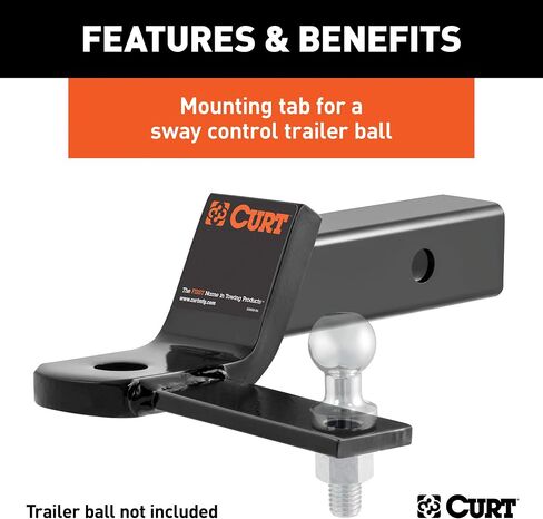 Curt Manufacturing 45820 Anti Sway Trailer Hitch Ball Mount,Fits 2-Inch Receiver,7,500 lbs,1-Inch and 5/8-Inch Holes,2-In Drop,Black in Saudi Arabia
