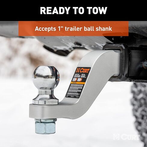 CURT 45361 Aluminum Trailer Hitch Ball Mount, Fits 2-Inch Receiver, 8,000 lbs, 1-Inch Hole, 4-in Drop, 3-in Rise, Black in Saudi Arabia