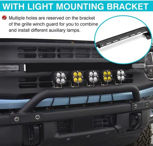 قضيب Powerty Bull متوافق مع Ford Bronco 2022 2021 2 و4 أبواب أمامي ممتص الصدمات على الطرق الوعرة مع دعامة ضوء in Saudi Arabia